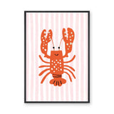 Lobster Kids Coastal Wall Art Print – Smiling Orange Sea Friend