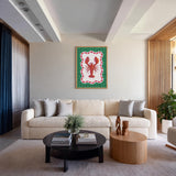 Lobster Modern Wall Art Poster – Red Seafood Print on Green Plaid