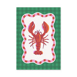 Lobster Modern Wall Art Poster – Red Seafood Print on Green Plaid