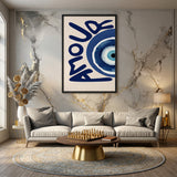 Love Evil Eye Typography Wall Art Print – Beige and Navy Boho Print