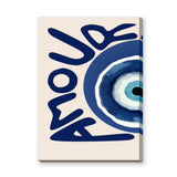 Love Evil Eye Typography Wall Art Print – Beige and Navy Boho Print