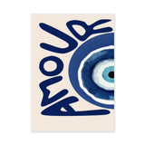 Love Evil Eye Typography Wall Art Print – Beige and Navy Boho Print