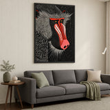 Mandrill Modern Pop-Art Wall Art Print – Bold Red and White Portrait