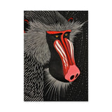 Mandrill Modern Pop-Art Wall Art Print – Bold Red and White Portrait