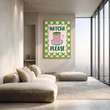 Matcha Typography Wall Art Print – Retro Green Checkerboard Kitchen Print
