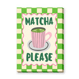 Matcha Typography Wall Art Print – Retro Green Checkerboard Kitchen Print