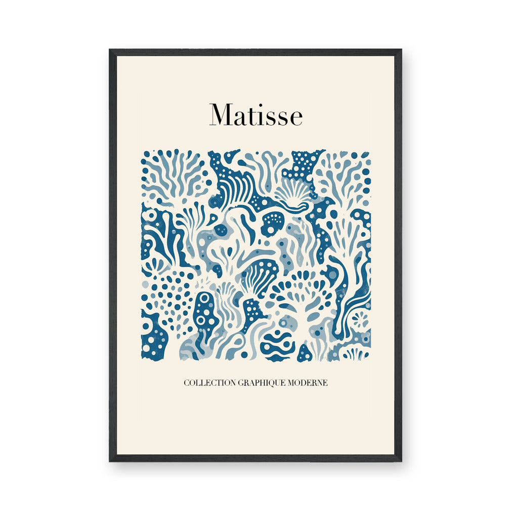 Matisse Blue Cutout Modern Wall Decor – Cream Abstract Coral Print