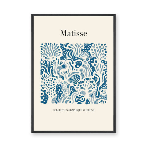 Matisse Blue Cutout Modern Wall Decor – Cream Abstract Coral Print