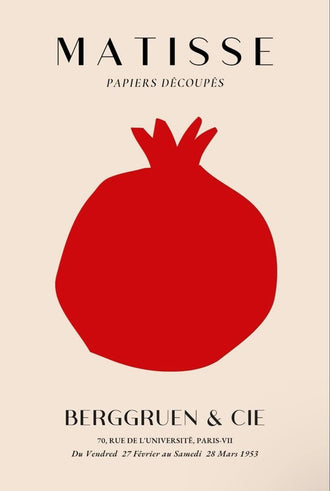Matisse Pomegranate Typography Wall Art Poster – Cream Red Exhibition Print