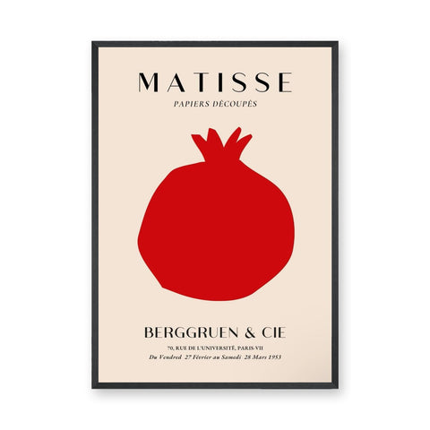 Matisse Pomegranate Typography Wall Art Poster – Cream Red Exhibition Print