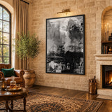Monochrome Abstract Modern Wall Art Print – Black and White Urban Scene