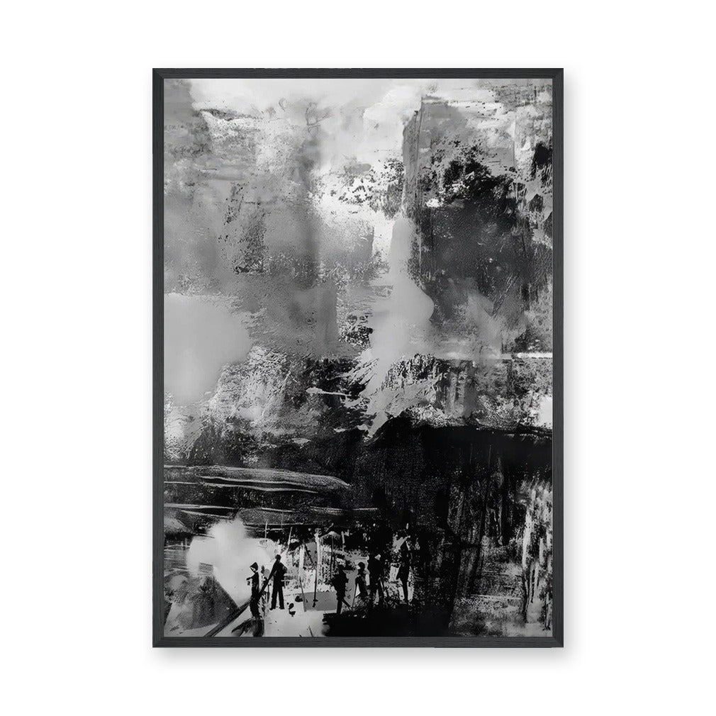 Monochrome Abstract Modern Wall Art Print – Black and White Urban Scene