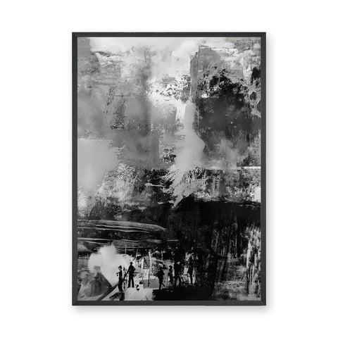 Monochrome Abstract Modern Wall Art Print – Black and White Urban Scene