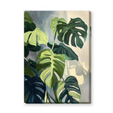 Monstera Leaves Botanical Wall Art Poster – Painted Green Plant Print