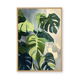 Monstera Leaves Botanical Wall Art Poster – Painted Green Plant Print