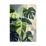 Monstera Leaves Botanical Wall Art Poster – Painted Green Plant Print