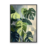 Monstera Leaves Botanical Wall Art Poster – Painted Green Plant Print