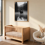 Moose Forest Photography Modern Wall Art Poster – Misty Mountain Lake