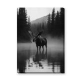 Moose Forest Photography Modern Wall Art Poster – Misty Mountain Lake