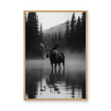 Moose Forest Photography Modern Wall Art Poster – Misty Mountain Lake