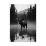 Moose Forest Photography Modern Wall Art Poster – Misty Mountain Lake
