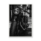 Motorcycle Photography Modern Wall Art Poster – Black-and-White Vintage Headlight