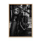 Motorcycle Photography Modern Wall Art Poster – Black-and-White Vintage Headlight