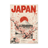Mount Fuji Vintage Wall Art Print – Japan Travel Poster with Cherry Blossoms
