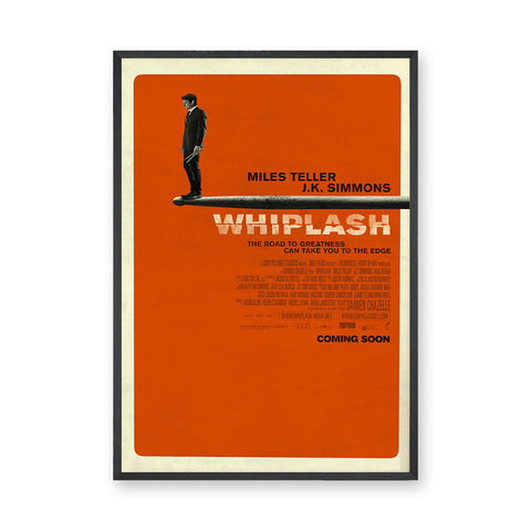 Movie Typography Wall Art Poster – Minimalist Orange Whiplash Print