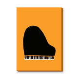 Music Minimalist Wall Art Poster – Black Grand Piano on Orange Background