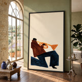 Music Portrait Minimalist Wall Art Poster – Abstract Seated Trumpet Player
