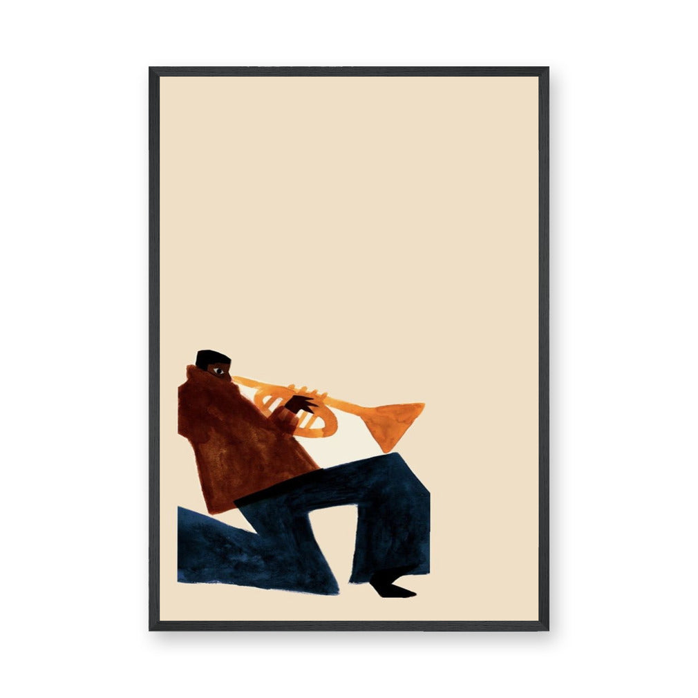 Music Portrait Minimalist Wall Art Poster – Abstract Seated Trumpet Player
