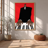 Music Portrait Modern Wall Art Print – Red Piano Player Print