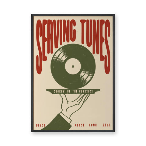 Music Typography Retro Wall Art Poster – Serving Tunes Vinyl Record Print