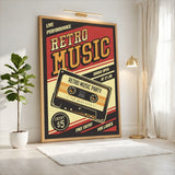 Music Typography Retro Wall Decor – Cassette Live Performance Print