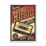 Music Typography Retro Wall Decor – Cassette Live Performance Print
