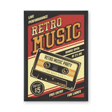 Music Typography Retro Wall Decor – Cassette Live Performance Print
