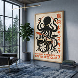 Music Typography Retro Wall Decor – Tokyo Jazz Octopus Drummer