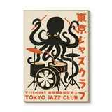 Music Typography Retro Wall Decor – Tokyo Jazz Octopus Drummer