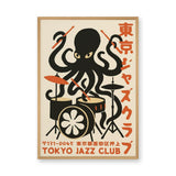 Music Typography Retro Wall Decor – Tokyo Jazz Octopus Drummer