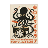 Music Typography Retro Wall Decor – Tokyo Jazz Octopus Drummer