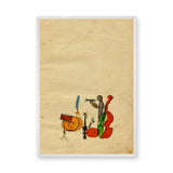 Music Vintage Wall Art Print – Whimsical Jazz Band Illustration