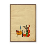 Music Vintage Wall Art Print – Whimsical Jazz Band Illustration