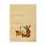 Music Vintage Wall Art Print – Whimsical Jazz Band Illustration