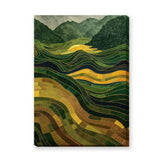 Nature Landscape Abstract Wall Decor – Green Gold Terraced Fields