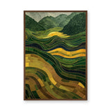 Nature Landscape Abstract Wall Decor – Green Gold Terraced Fields