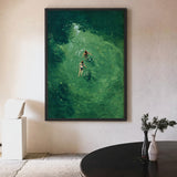 Ocean Sea Modern Wall Art Print – Overhead Swimmers in Deep Green Water