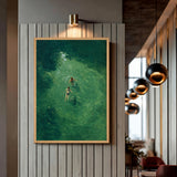 Ocean Sea Modern Wall Art Print – Overhead Swimmers in Deep Green Water