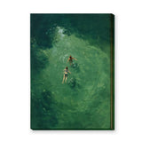Ocean Sea Modern Wall Art Print – Overhead Swimmers in Deep Green Water