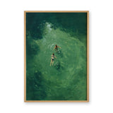 Ocean Sea Modern Wall Art Print – Overhead Swimmers in Deep Green Water